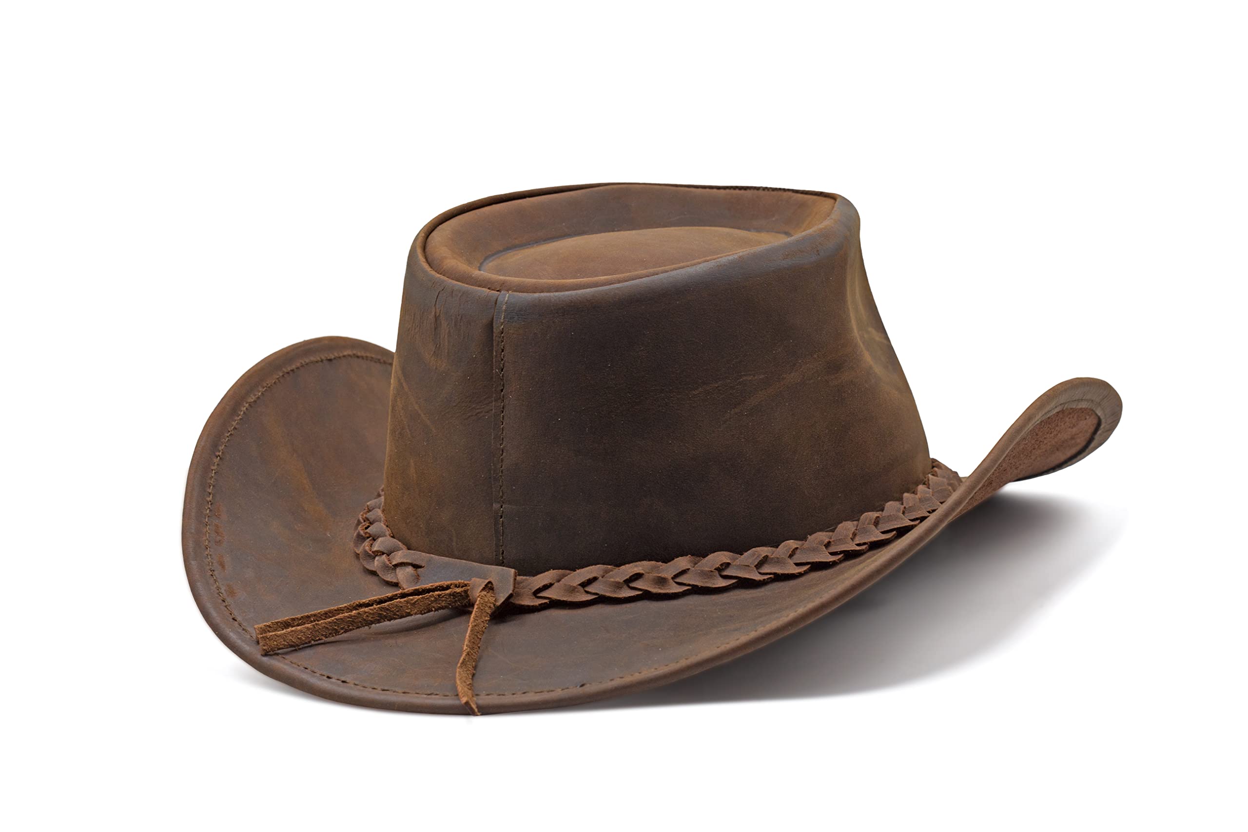 Premium Block Grain Leather Cowboy Hat for Men & Women - Adjustable Western Style, Durable Outback Hat for Riding & Outdoor Adventures | Perfect for Rodeo, Country Music Festivals & Ranch Work