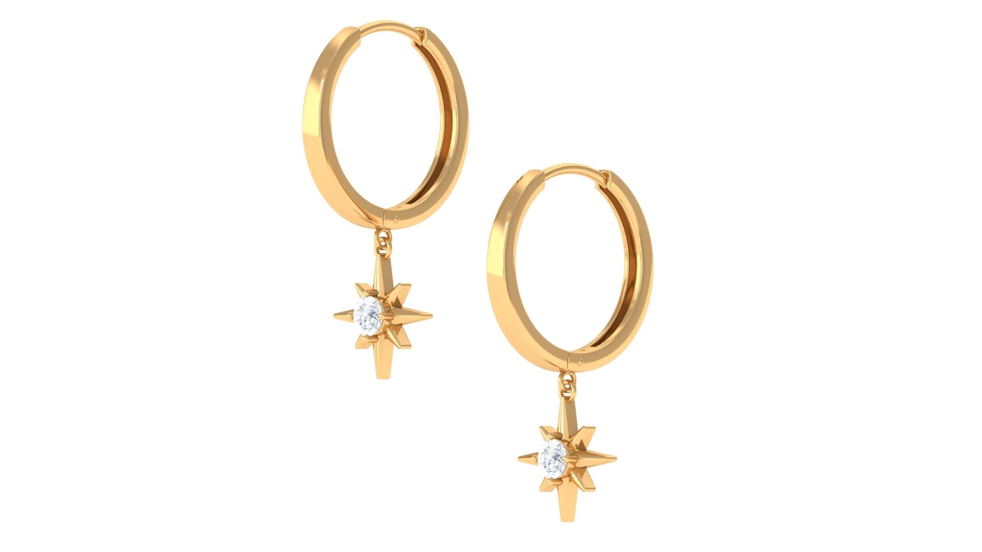 0.25 CT Diamond Hoop Drop Earrings for Women - 14K Solid Gold Starburst Earrings with April Birthstone | Elegant Dangle Earrings for Gift, Wedding, Anniversary & Special Occasions