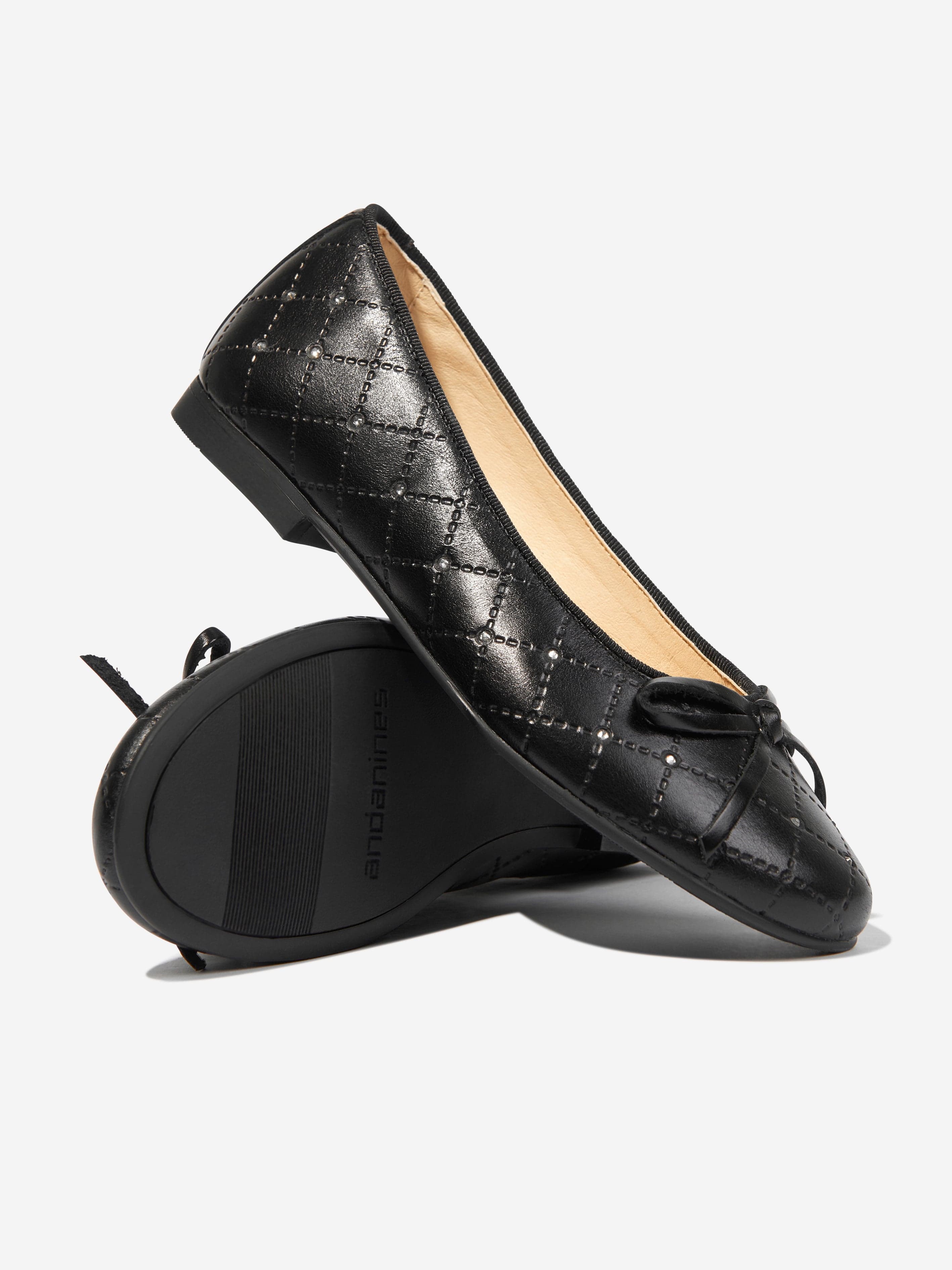 Andanines Girls Leather Ballet Flats in Black - Comfortable & Stylish Shoes for School, Dance, and Everyday Wear