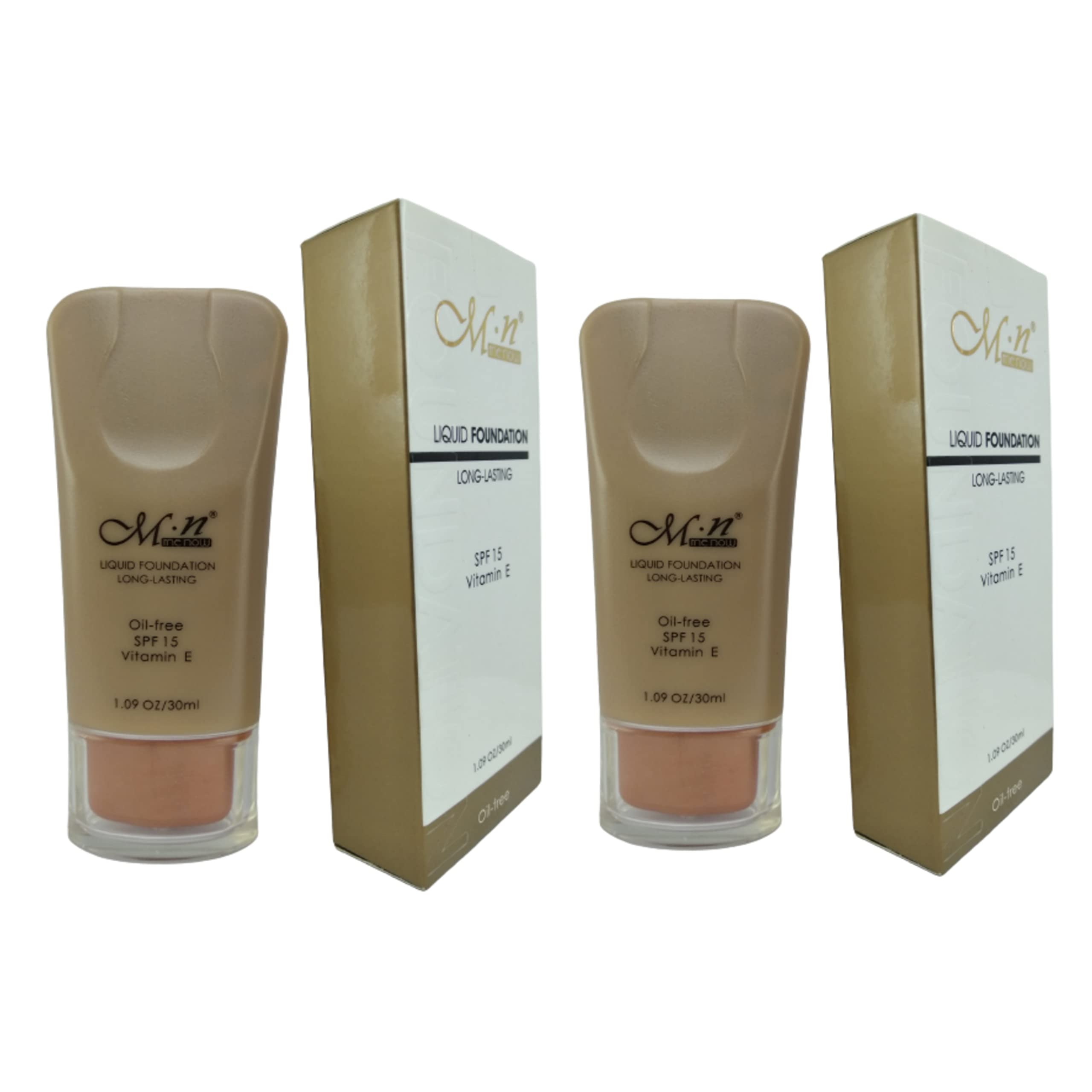 URJUWANI MN Oil-Free Long-Lasting Liquid Foundation with SPF 15 - 2 Pack (Beige, 30ml Each) - Lightweight, Matte Finish for All-Day Wear - Perfect for Daily Makeup, Work & Special Occasions