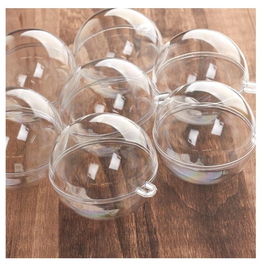 72 Pack Clear Acrylic Fillable 70mm Ball Ornaments - Transparent Plastic Christmas Decorations, Wedding Favors, DIY Crafts & Party Supplies for Holiday Decor, Gift Giving and Home Decoration