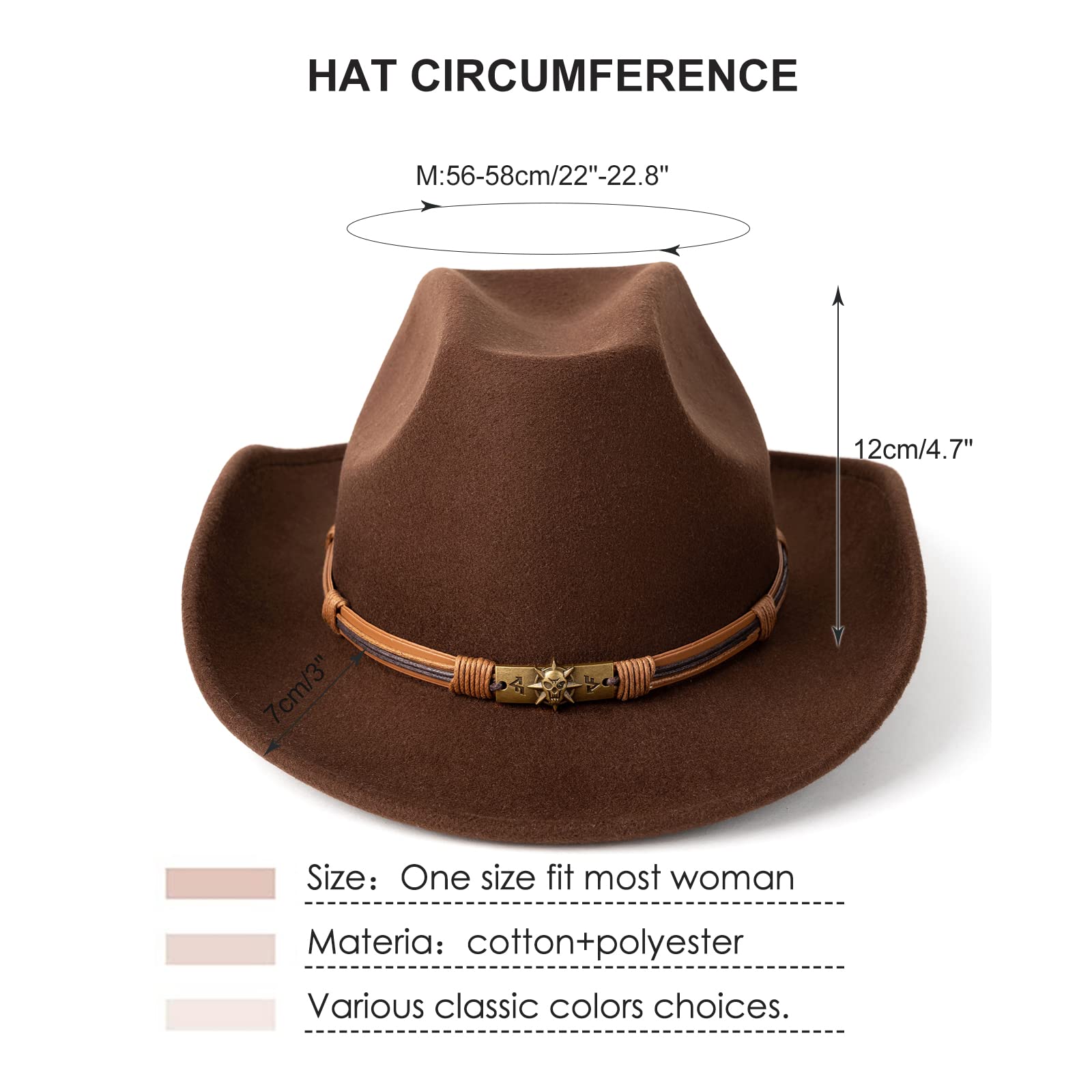 Stylish Wide Brim Cowboy Hat for Men & Women - Pinch Front Western Cowgirl Hat - Perfect for Rodeo, Country Music Festivals & Outdoor Adventures