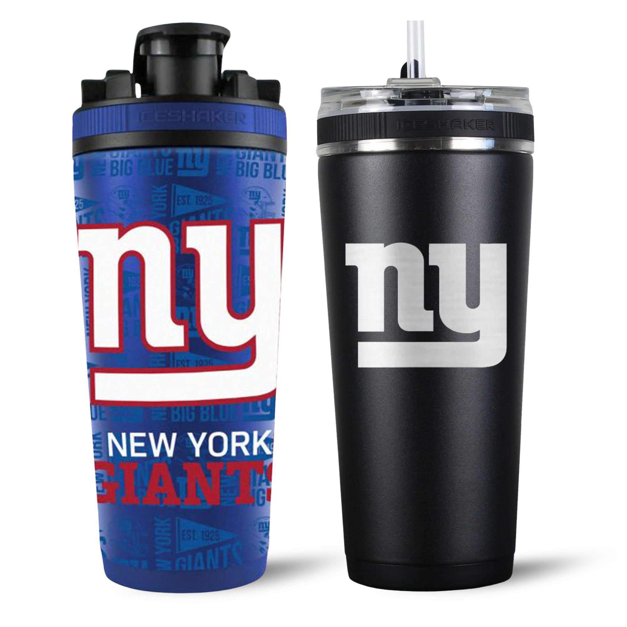 New York Giants 4D Shaker & Flex Bottle Bundle - NFL Team Sports Water Bottle for Gym, Workout & Tailgating - Leakproof & Durable Drinkware for Fans