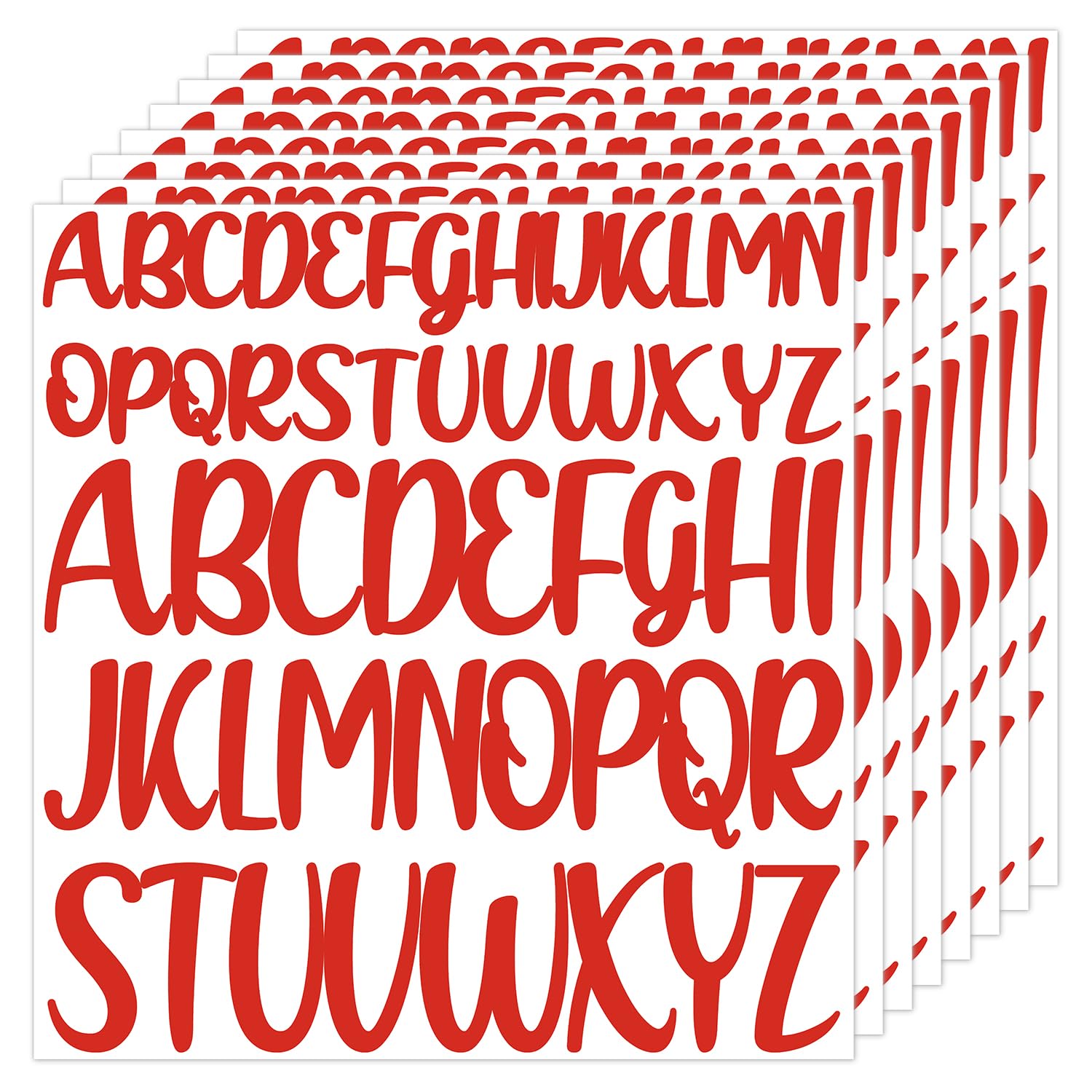 416pcs 8 Sheets Large Self-Adhesive Alphabet Stickers - 1 inch & 2 inch Waterproof Vinyl Letter Decals for Scrapbooking, Arts & Crafts, Poster Making - Perfect for DIY Projects, Home Decor, School Supplies (Red)