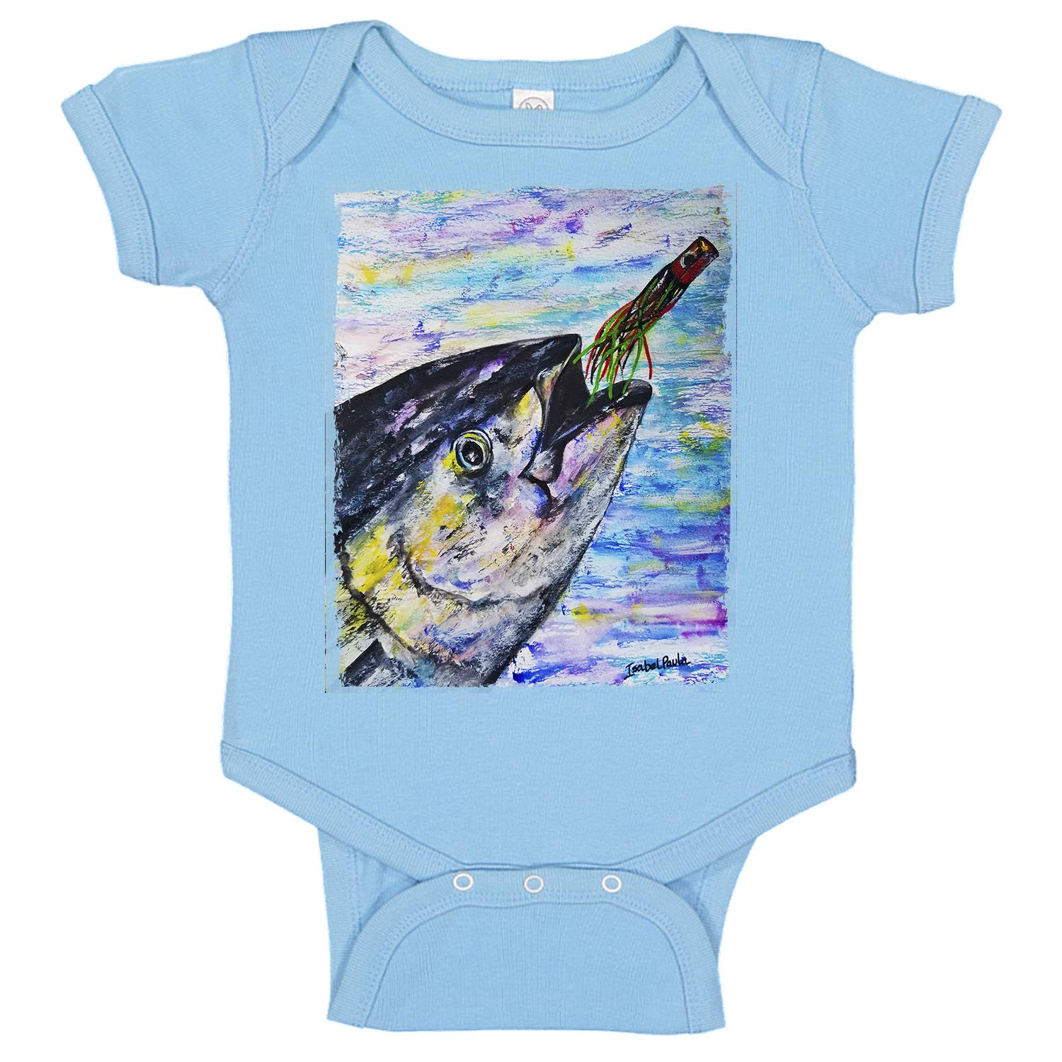 Premium Yellowfin Tuna Fishing Lure Print Baby Bodysuit - Soft Unisex Romper for Newborns & Infants - Perfect for Fishing Trips, Outdoor Adventures & Family Photoshoots