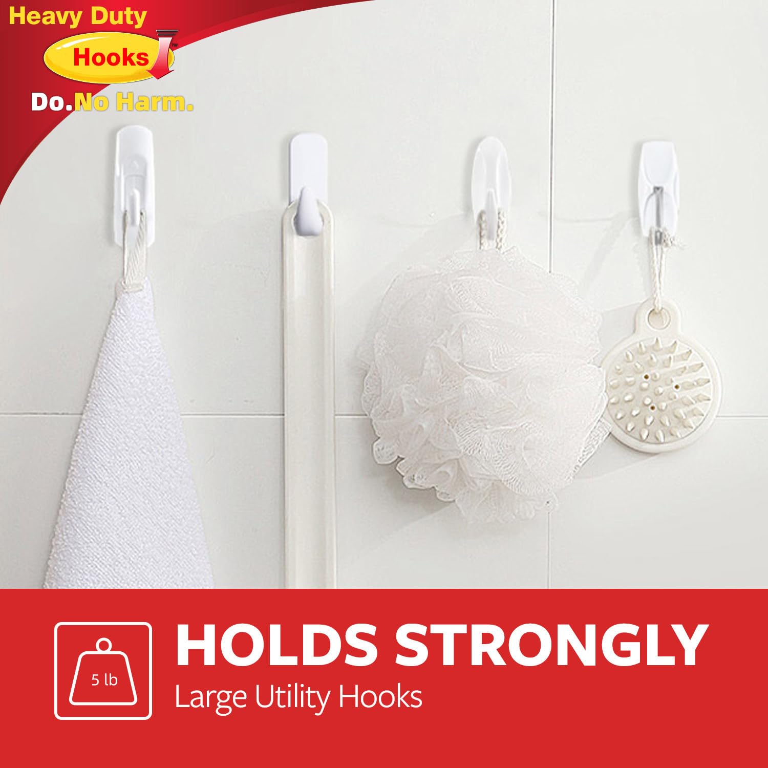 10-Pack Heavy Duty Adhesive Wall Hooks - Damage-Free Hanging Solution for Keys, Coats, Doors & Showers | Strong Adhesive Strips for Home, Office & Bathroom Organization