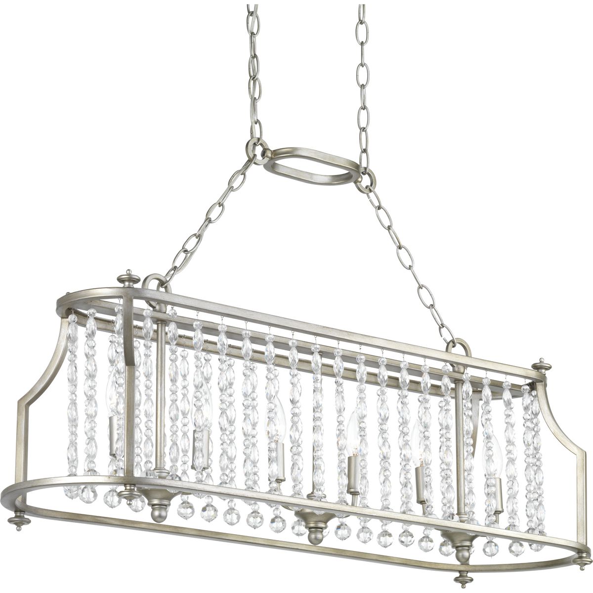 Desiree Six Light Linear Chandelier - Modern LED Crystal Pendant Lighting Fixture for Dining Room, Kitchen Island & Living Room Decor