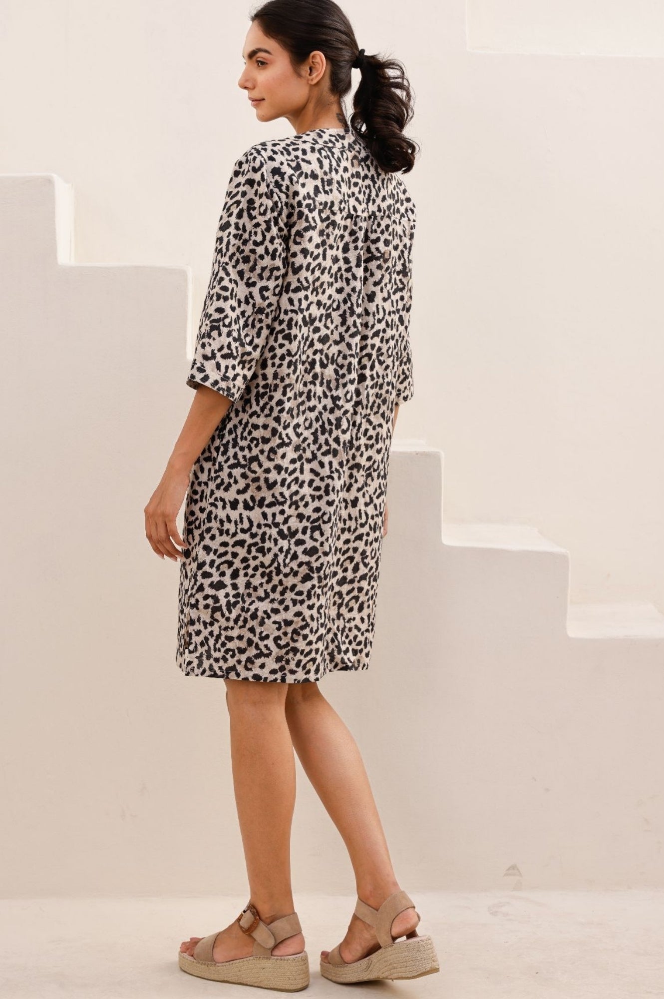 Calvi Linen Dress - Women's Leopard Print Summer Dress | Perfect for Beach Vacation, Date Night & Casual Outings