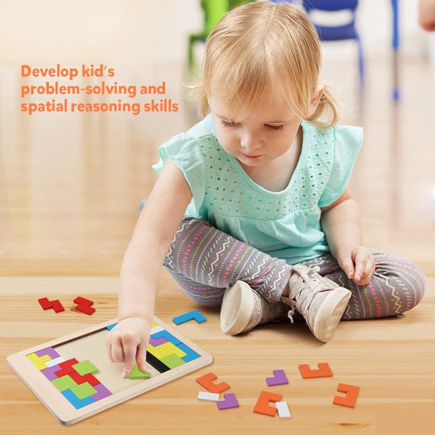 AASTIK Wooden 3D Russian Blocks Puzzle Game - 40Pcs STEM Educational Toy for Kids | Brain Teaser, Montessori Learning, IQ Logic & Geometry Skills Development | Perfect Gift for Toddlers & Preschoolers (Great for Classroom, Birthday & Family Game Night)