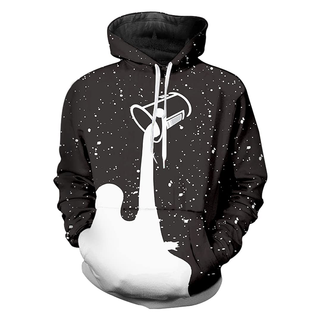 RWLOVE Men's 3D Print Space Dripping Milk Hoodie - Black and White O-Neck Pullover Sweatshirt | Casual Streetwear for Urban Fashion & Cosplay Outfits