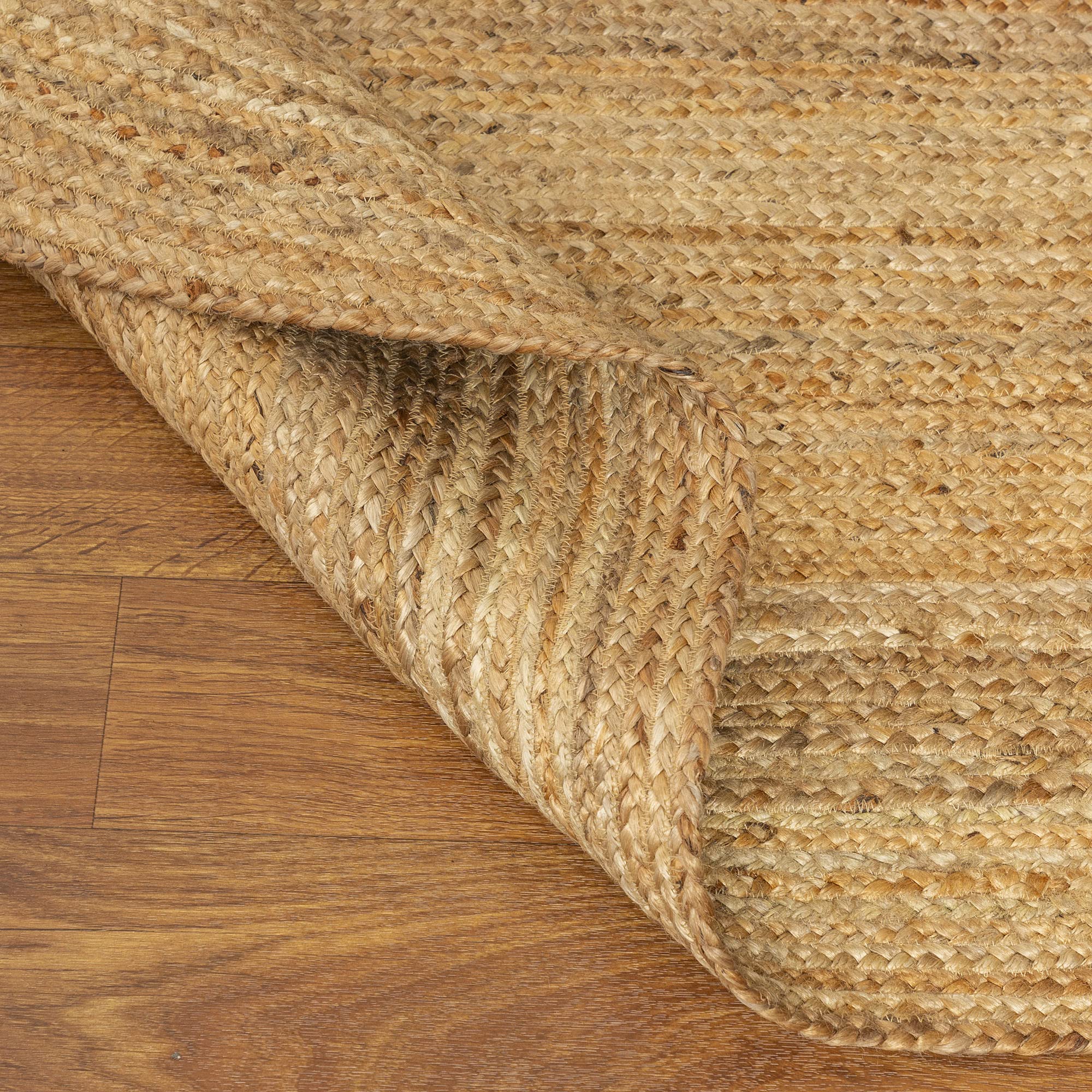 Boho Chic Oval Jute Rug - 5' x 7' All Natural Handwoven Braided Carpet in Soft Beige | Eco-Friendly Floor Decor for Living Room, Bedroom & Boho Style Home