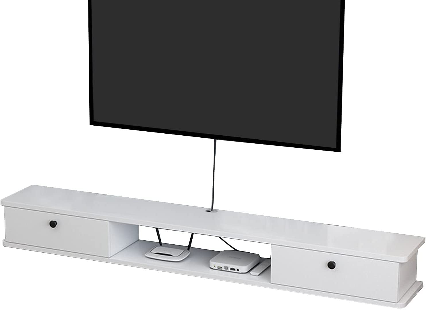 Floating TV Stand Wall Mounted Media Console with 2 Doors - 140CM Modern Wall-Mounted Entertainment Center, Bedroom Storage Cabinet & Component Shelf for Living Room, Home Theater Setup (Color: C)