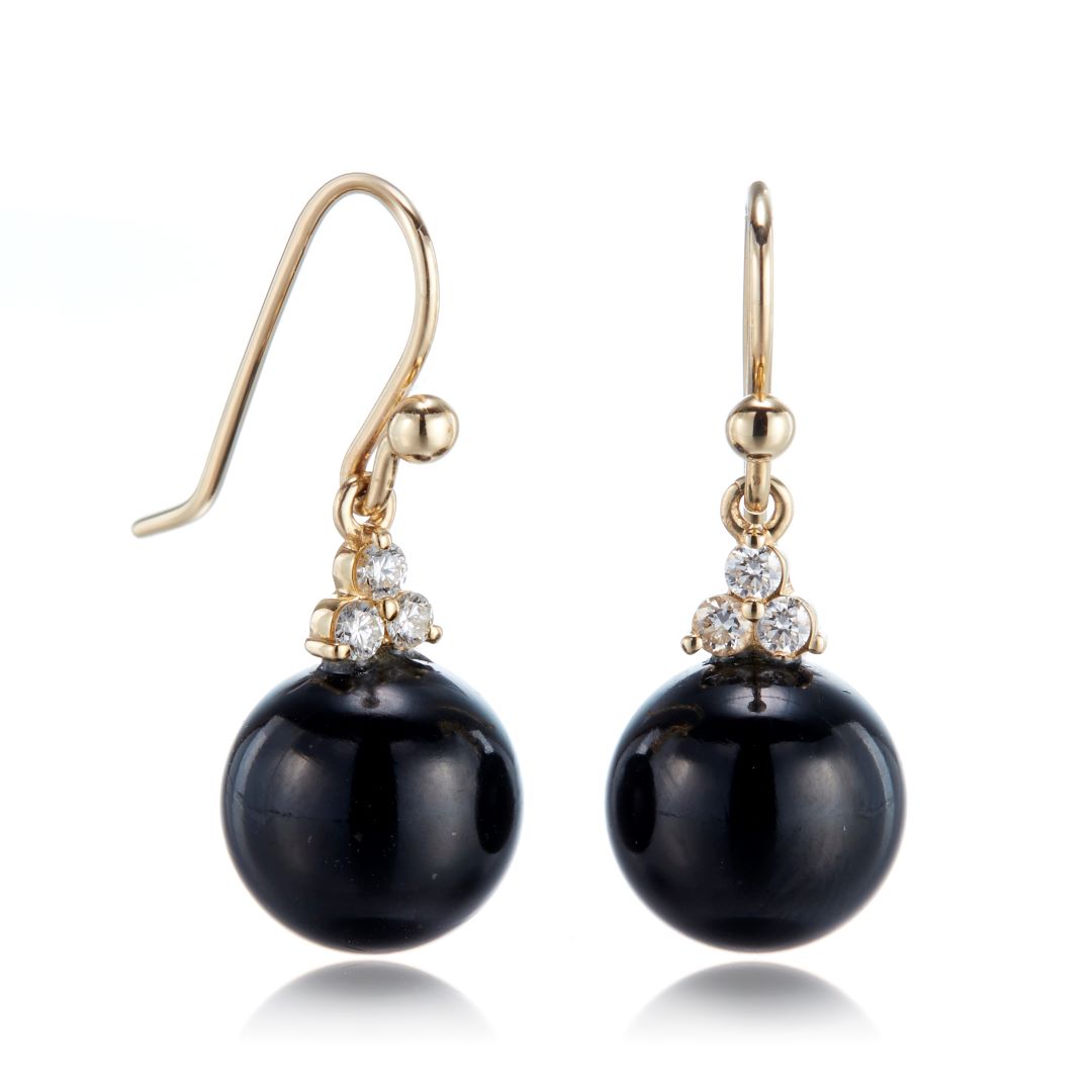 Black Jade & Diamond Madison Drop Earrings – Elegant Dangle Earrings for Women, Perfect for Weddings, Parties & Evening Events