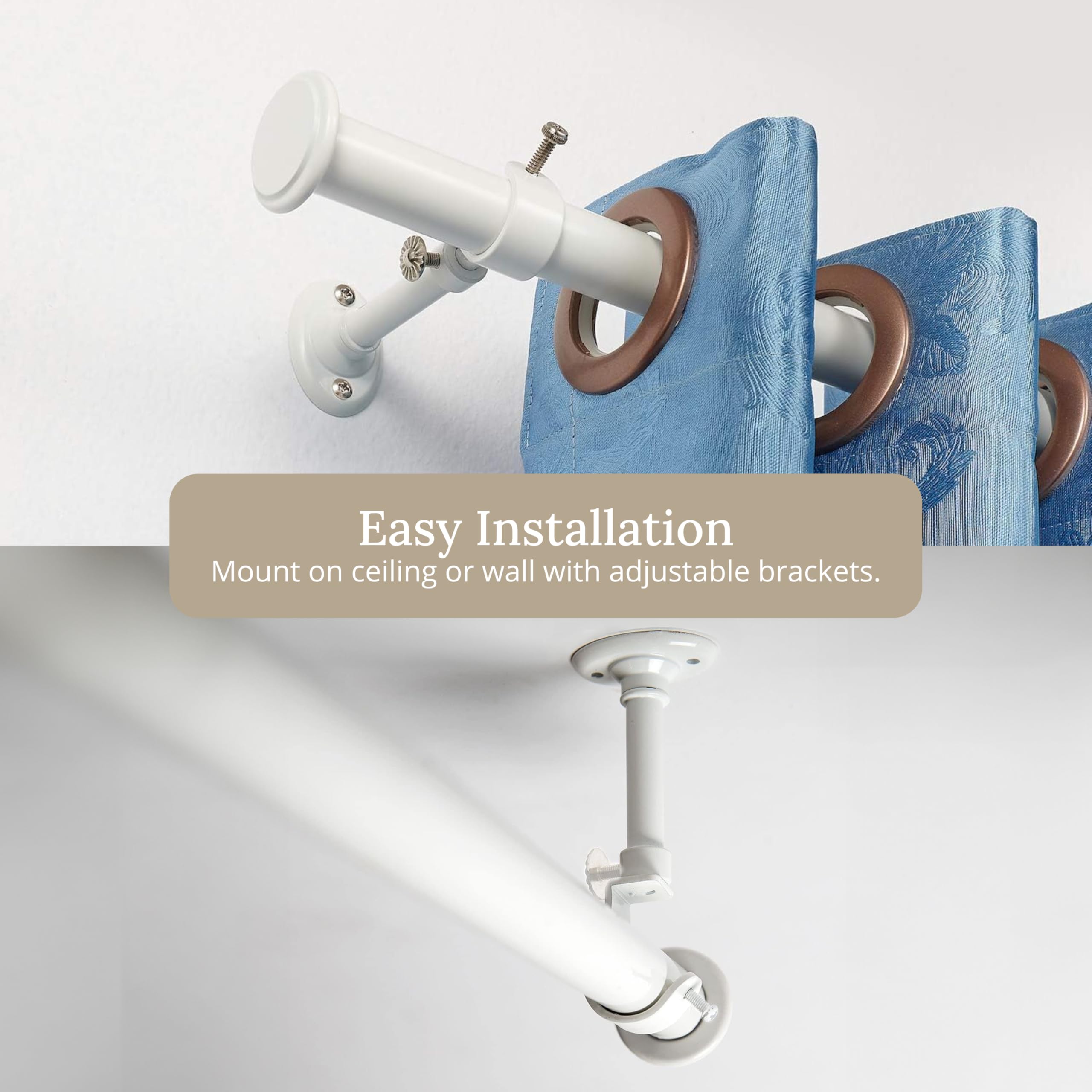 Adjustable Extra Long Ceiling Mounted Curtain Rod 108-168