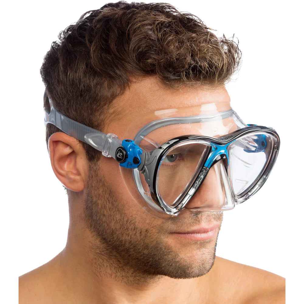 Cressi Big Eyes Evolution Scuba Diving Mask - Crystal Black/Blue for Snorkeling, Spearfishing & Underwater Photography