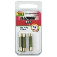 Jandorf ABC 2.5A Fast Acting Fuse 2 Pack - Replacement Fuses for Electronics, Appliances, and Automotive Use