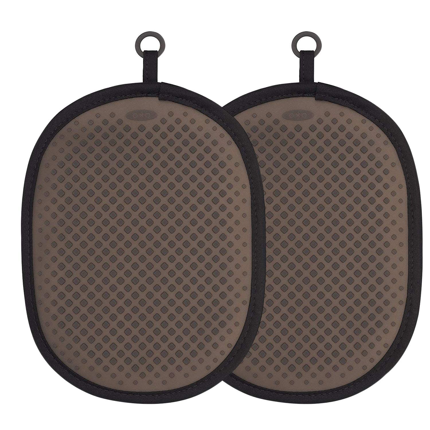 OXO Good Grips Heat Resistant Silicone Pot Holders (2-Pack) - Black Kitchen Mitts for Cooking, Baking & Grilling - Oven & Stove Safety Accessories