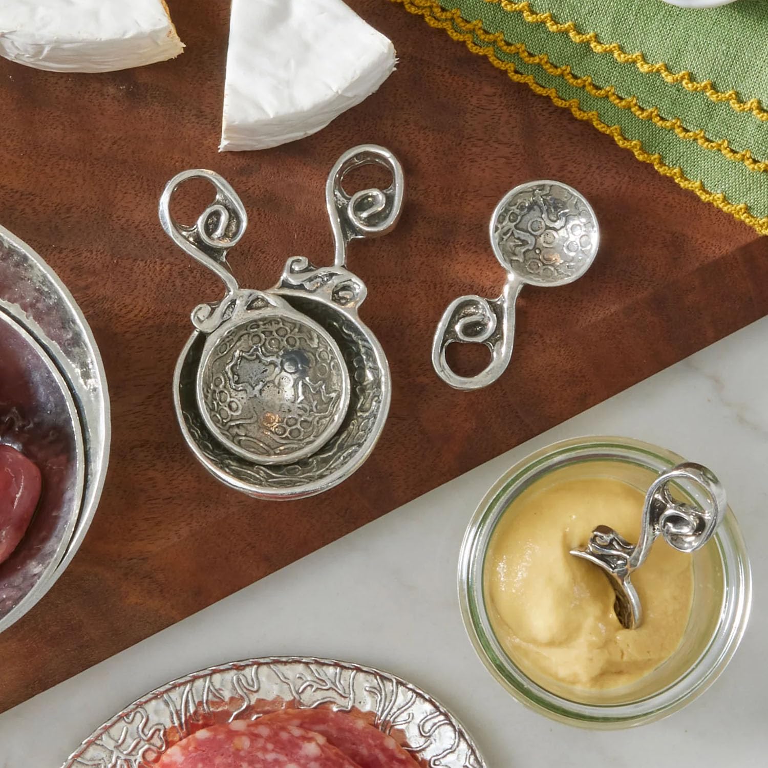 Premium Pewter Measuring Cups Set by Crosby & Taylor Vineyard - Elegant Kitchen Display & Baking Essentials for Home Cooks & Bakers
