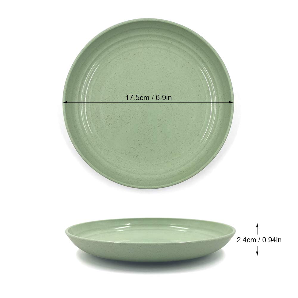 4-Pack 7-Inch Lightweight Wheat Straw Plates - Unbreakable, Dishwasher & Microwave Safe Dinner Plates for Toddlers & Kids - Anti-Slip, Eco-Friendly (4 Colors) - Perfect for Family Meals, Picnics & Outdoor Dining