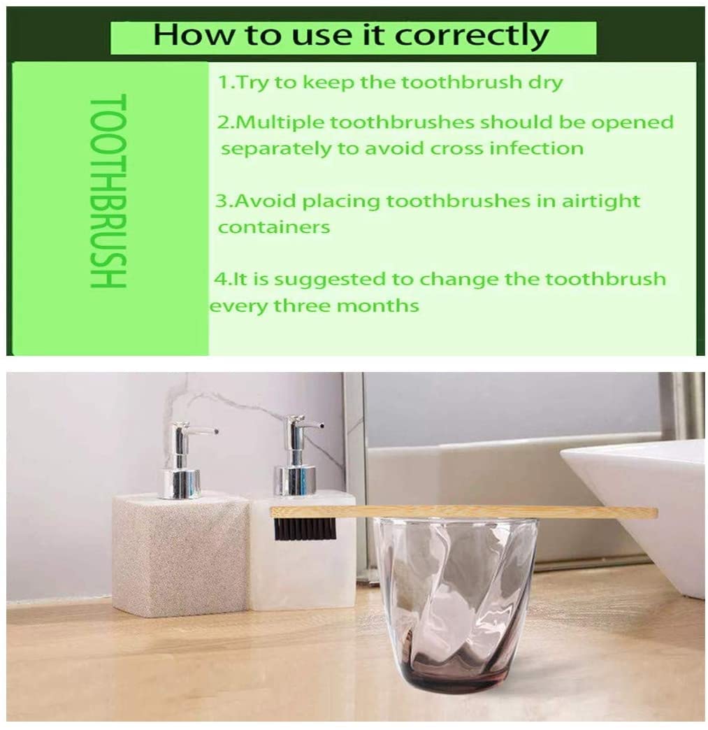 Eco-Friendly Bamboo Toothbrushes for Adults - Medium Bristles, 10-Pack Natural Organic Wooden Toothbrush Set with Charcoal-Infused Handle (Black & White) - Perfect for Sustainable Oral Care at Home & Travel