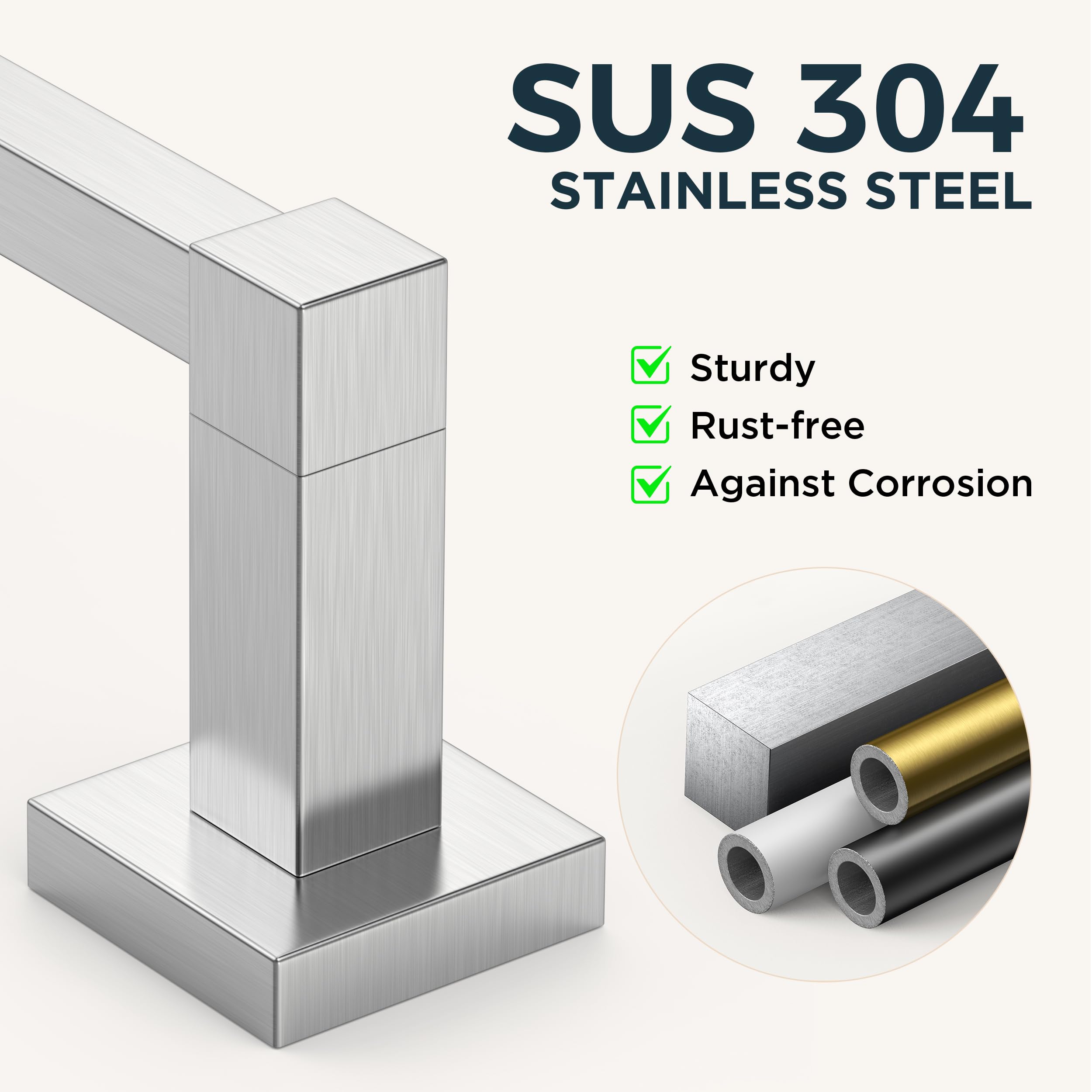 FORIOUS Stainless Steel Toilet Paper Holder & Hand Towel Ring Set - SUS 304 Double Post Pivoting Tissue Roll Holder - Modern Bathroom Hardware Accessories in Brushed Nickel - Perfect for Bathroom, Powder Room & Guest Toilet Organization