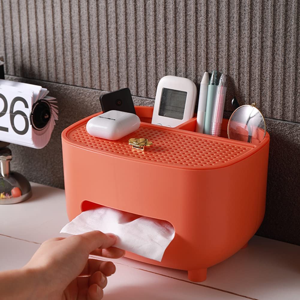 Ochine Multifunctional Tissue Box Cover with Storage - Napkin Holder, Remote Control Organizer & Stationery Caddy for Home, Office & Bathroom - Perfect for Desk Organization, Bathroom Essentials & Living Room Decor