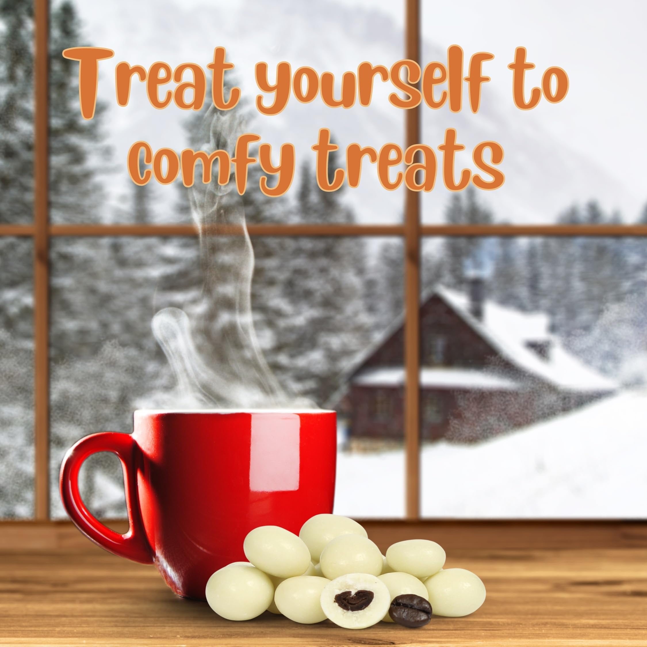 Premium White Chocolate Covered Espresso Beans - Gourmet Coffee Snack for Energy Boost - Perfect for Office, Hiking & Gift Giving