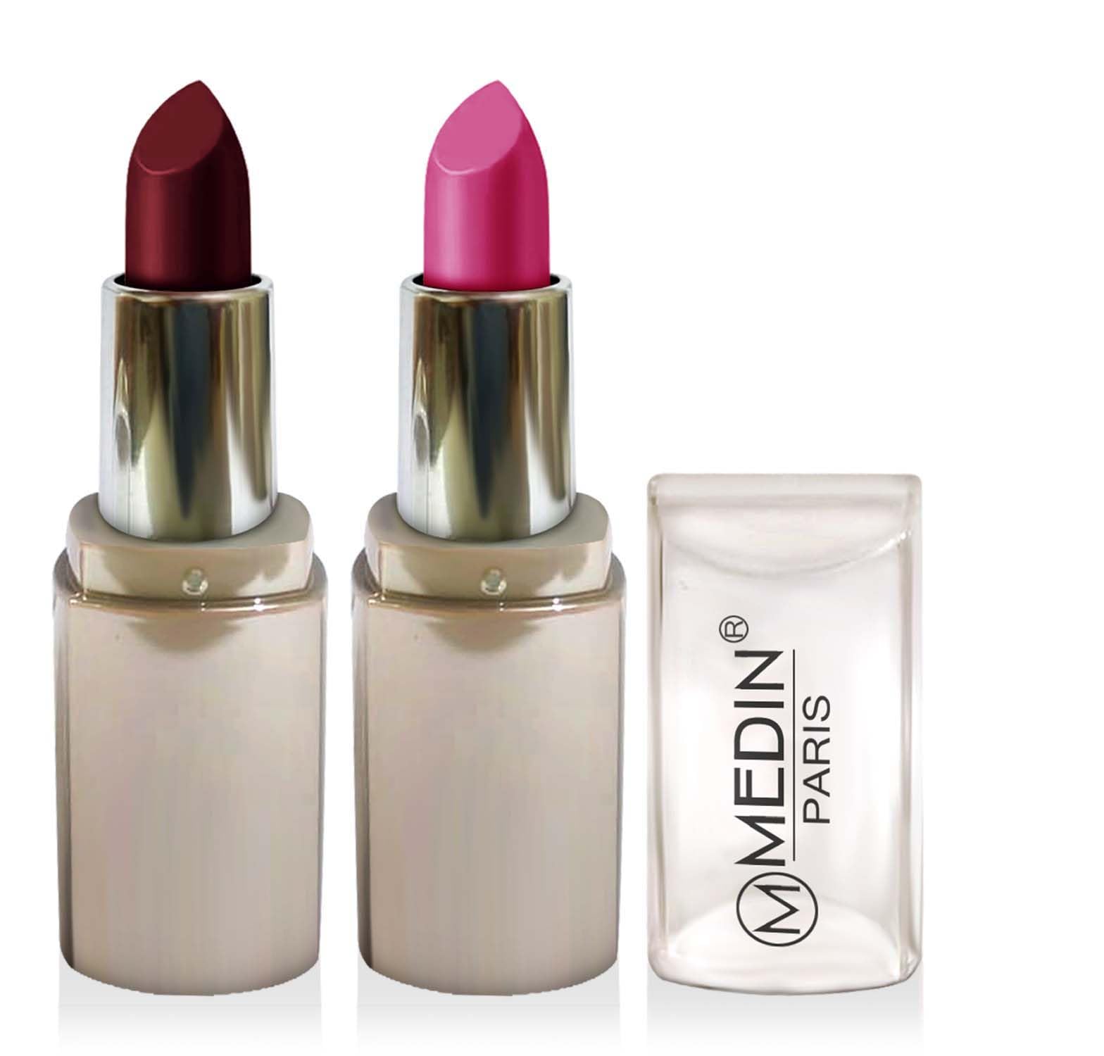 Medin Paris Matte Lipstick Set of 2 - Long Lasting, Highly Pigmented Lipstick Combo (Hot Chocolate & Purple Shades) for Everyday Wear, Date Night & Special Occasions
