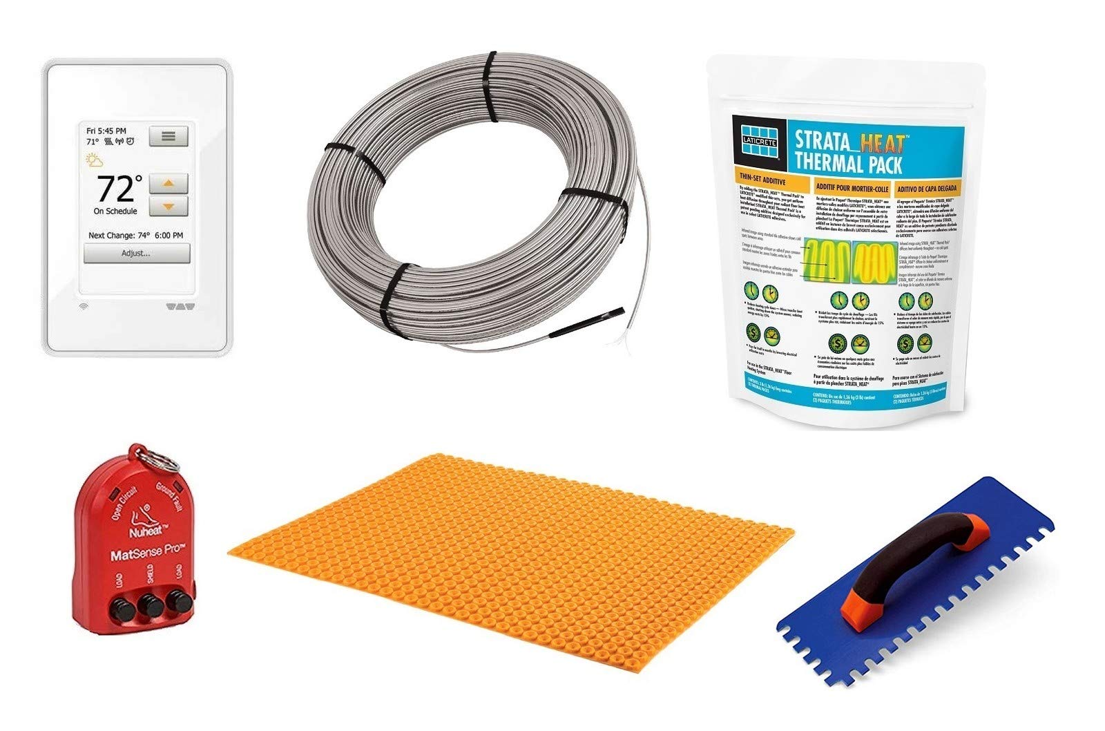 Schluter Ditra Signature Floor Heating Kit - 92 Sq Ft with WiFi Thermostat, Heat Membrane & Cable DHEHK12092 | Safe Installation Tools & Heat Enhancer | Perfect for Bathrooms, Kitchens & Basements