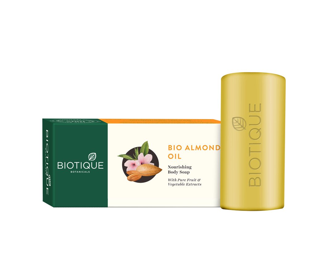 Biotique Almond Oil Nourishing Bathing Bar - Ayurvedic Organic Soap for All Skin Types | Maintains Skin's Natural pH | 100% Botanical Extracts | 150g | Perfect for Daily Skincare & Spa Relaxation at Home