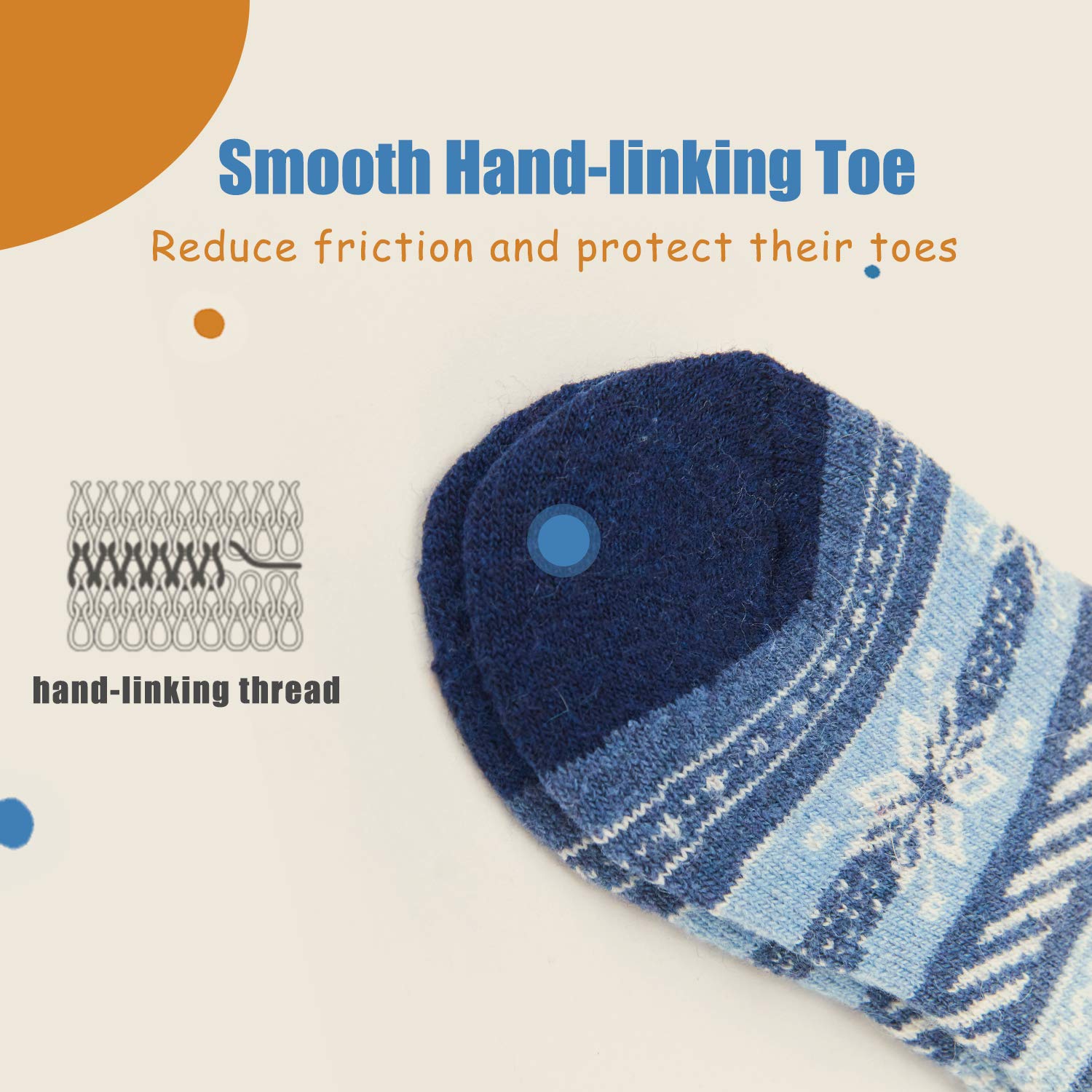HowJoJo Boys Wool Socks - 6 Pack Warm Winter Crew Socks for Kids | Soft & Thick Thermal Socks for School, Outdoor Activities & Cold Weather