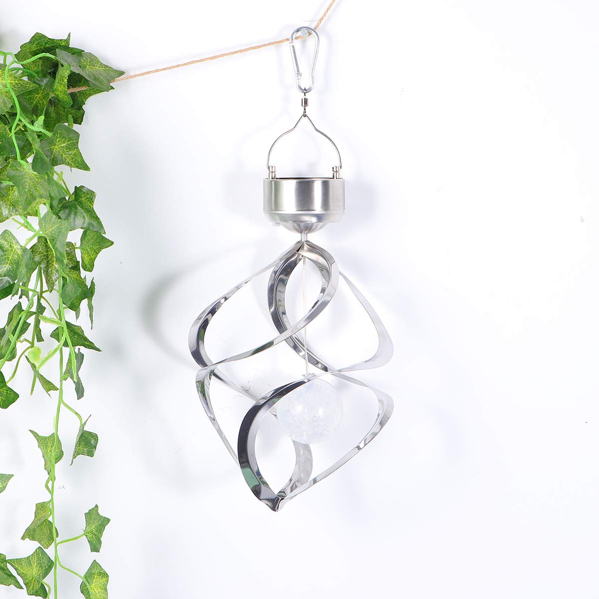 DOITOOL 2 Pack Solar LED Patio Lights - Waterproof Spiral Wind Chimes with 8 Warm White LEDs for Garden, Yard, Deck, Porch Decor - Outdoor Solar Powered Lighting for Parties, Weddings & Backyard Ambiance