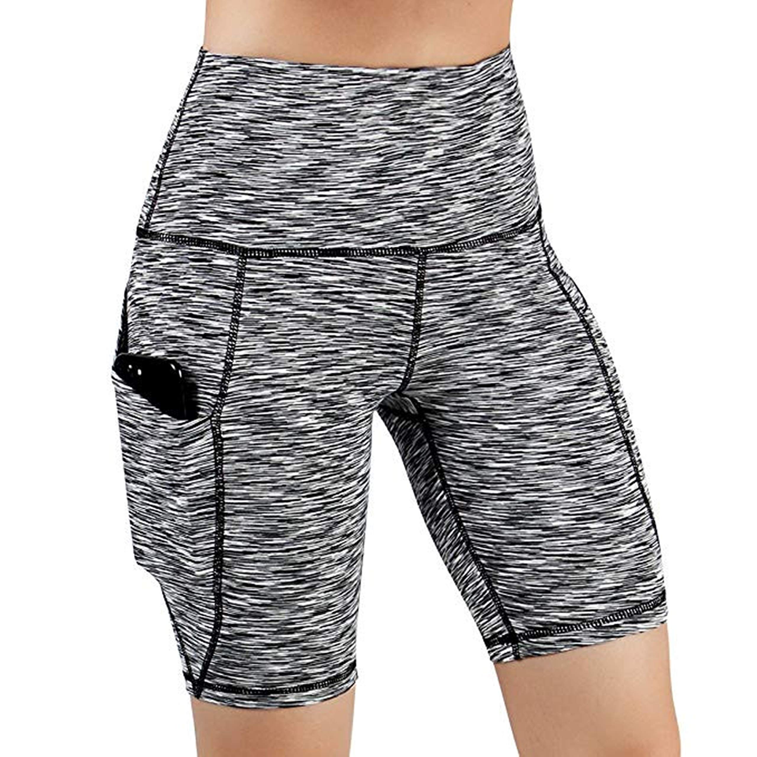 Goldweather Women's High Waist Capri Yoga Shorts with Pockets - Solid Color Workout Running Leggings for Gym, Yoga & Outdoor Activities