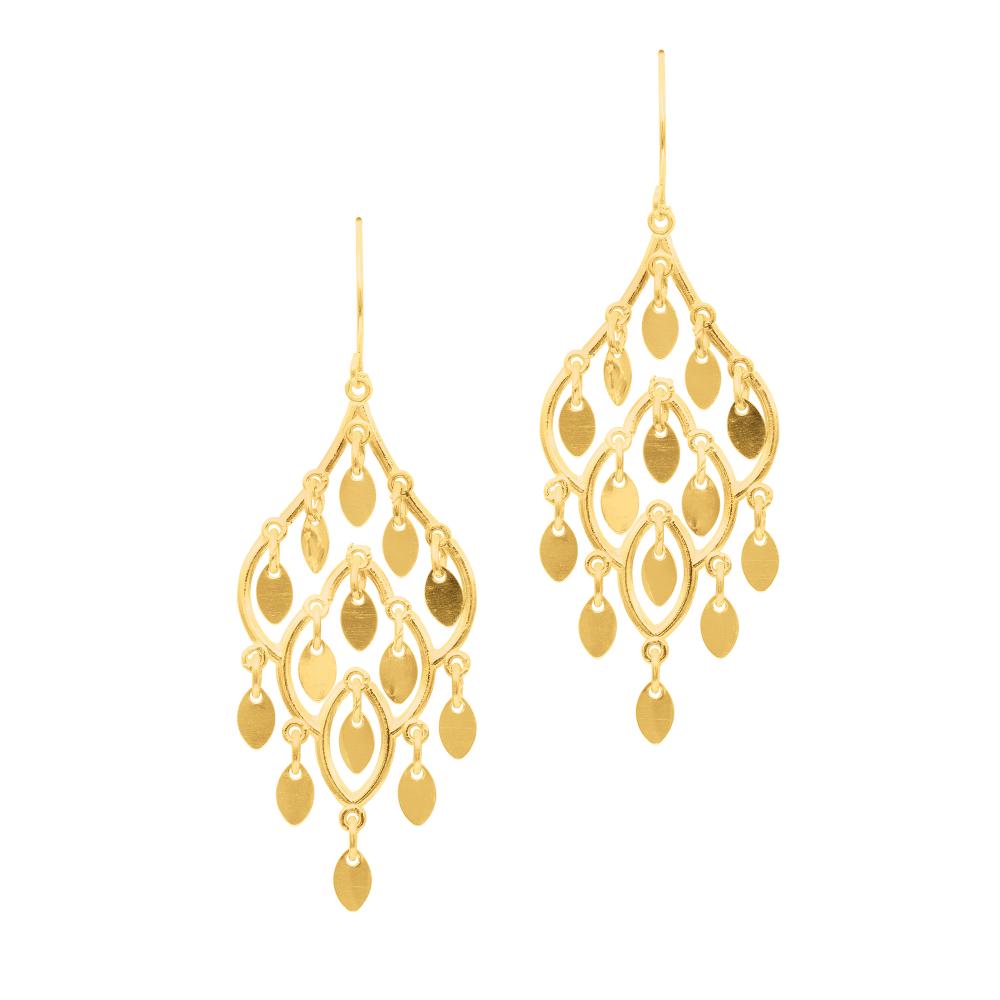 10K Gold Chandelier Earrings for Women - Elegant Dangling Drop Earrings for Wedding, Party & Evening Wear - Luxury 14K Gold Plated Jewelry Gift