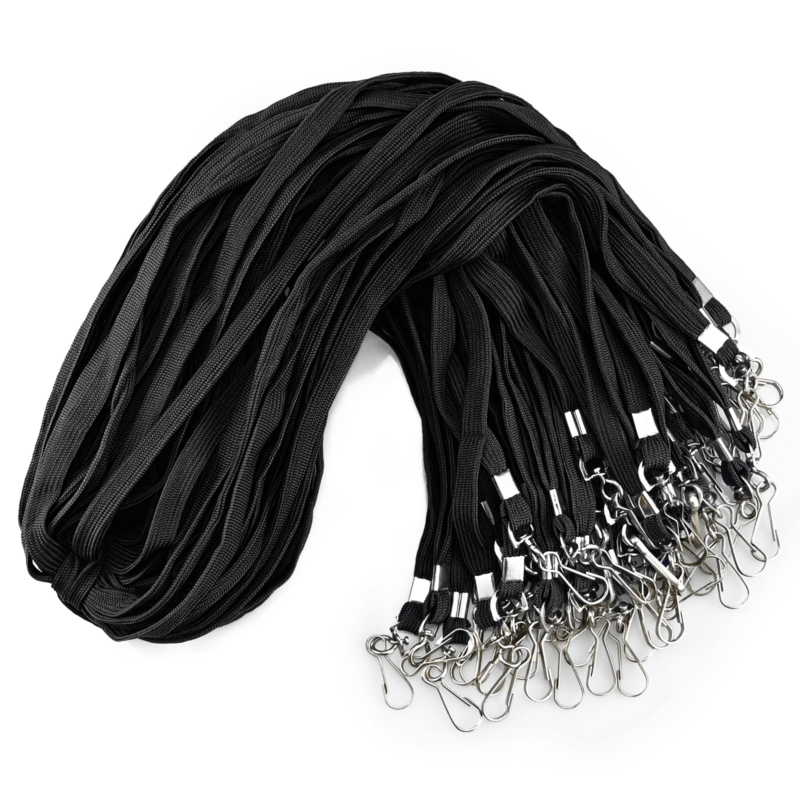 100Pcs Black ID Badge Lanyards with Swivel Hook - Durable & Comfortable for Office & Events