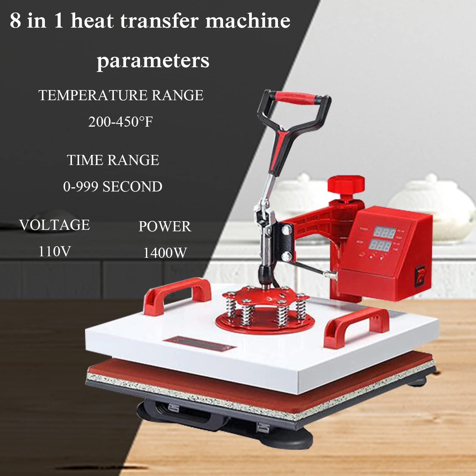 15x15 Inch 8-in-1 Digital Heat Press Machine with 360° Swing Away - Multi-Function Sublimation Combo for T-Shirts, Mugs, Hats, Plates & Bottles | Perfect for DIY Crafts, Custom Apparel & Small Business Printing