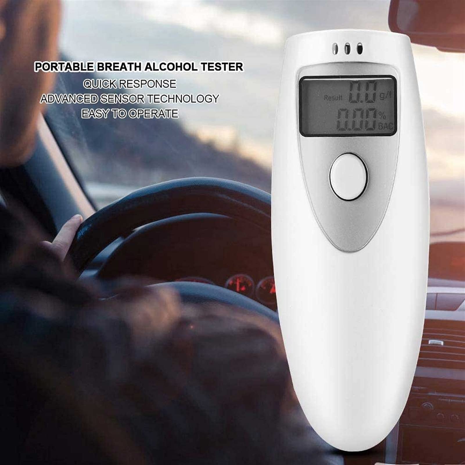 2PCS Professional Breathalyzer - Portable Alcohol Breath Tester with Digital LCD Display & High Accuracy Semiconductor Sensor for Personal, Workplace & Law Enforcement Use