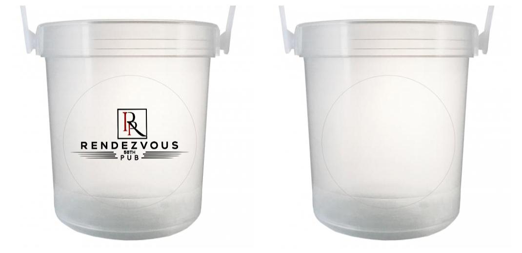 32 oz Plastic Rum Buckets with Custom Sticker - Perfect for Beach Parties, Cocktail Bars & Tropical Themed Events