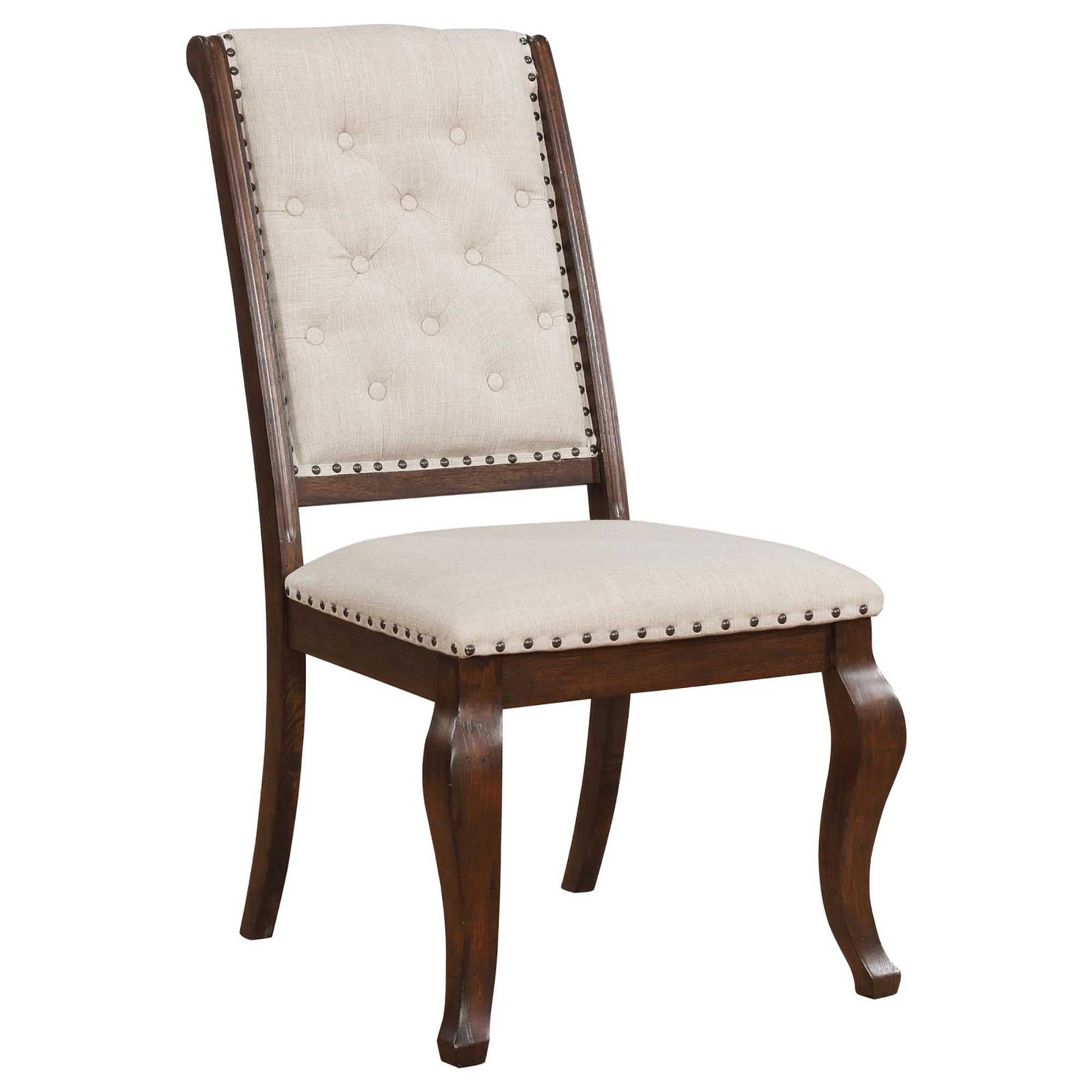 Antique Java Tufted Back Dining Chairs - Set of 2 Cream Upholstered Side Chairs for Elegant Dining Room, Kitchen or Breakfast Nook - Comfortable & Stylish Seating for Home Decor