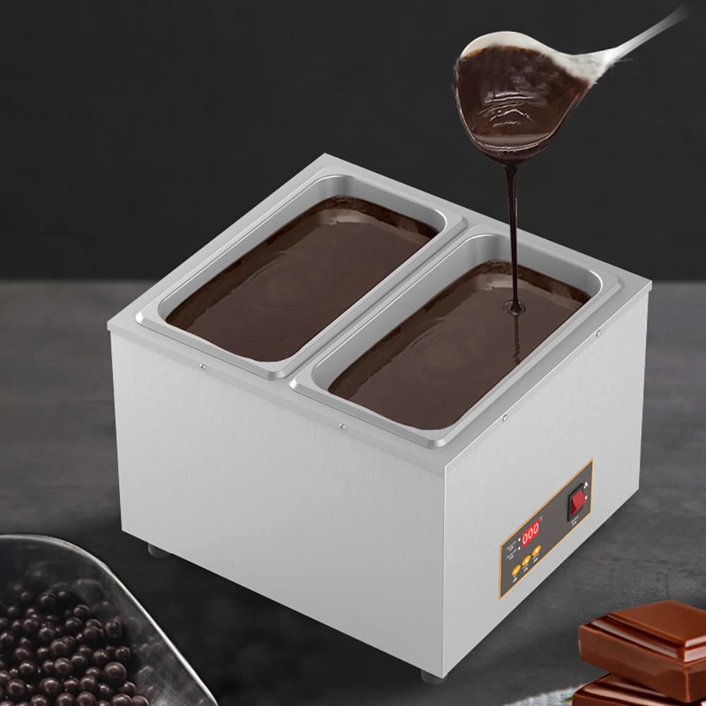 Professional 500W Digital Electric Chocolate Melting Pot - 20 Lbs Stainless Steel Chocolate Tempering Machine with Dry Burn Protection | Commercial Chocolate Warmer & Fondue Maker for Bakeries, Candy Shops & Home Use | Perfect for Chocolate Dipping, Candy Making & Dessert Preparation