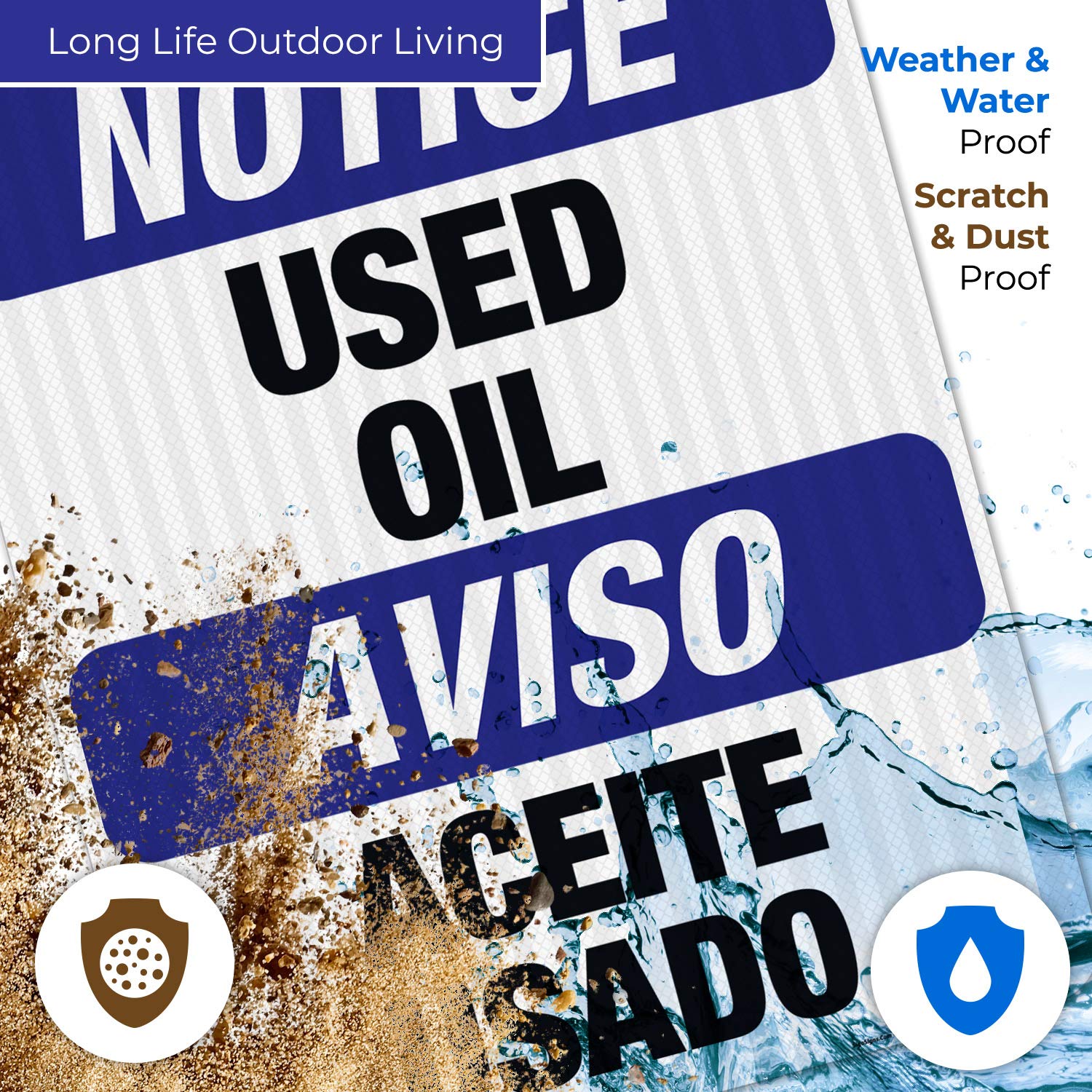 Bilingual Used Oil OSHA Notice Sign - 24x30 Inches, 3M EGP Reflective .080 Aluminum, Fade Resistant - Made in USA for Indoor/Outdoor Use | Perfect for Automotive Shops, Construction Sites & Hazardous Material Areas