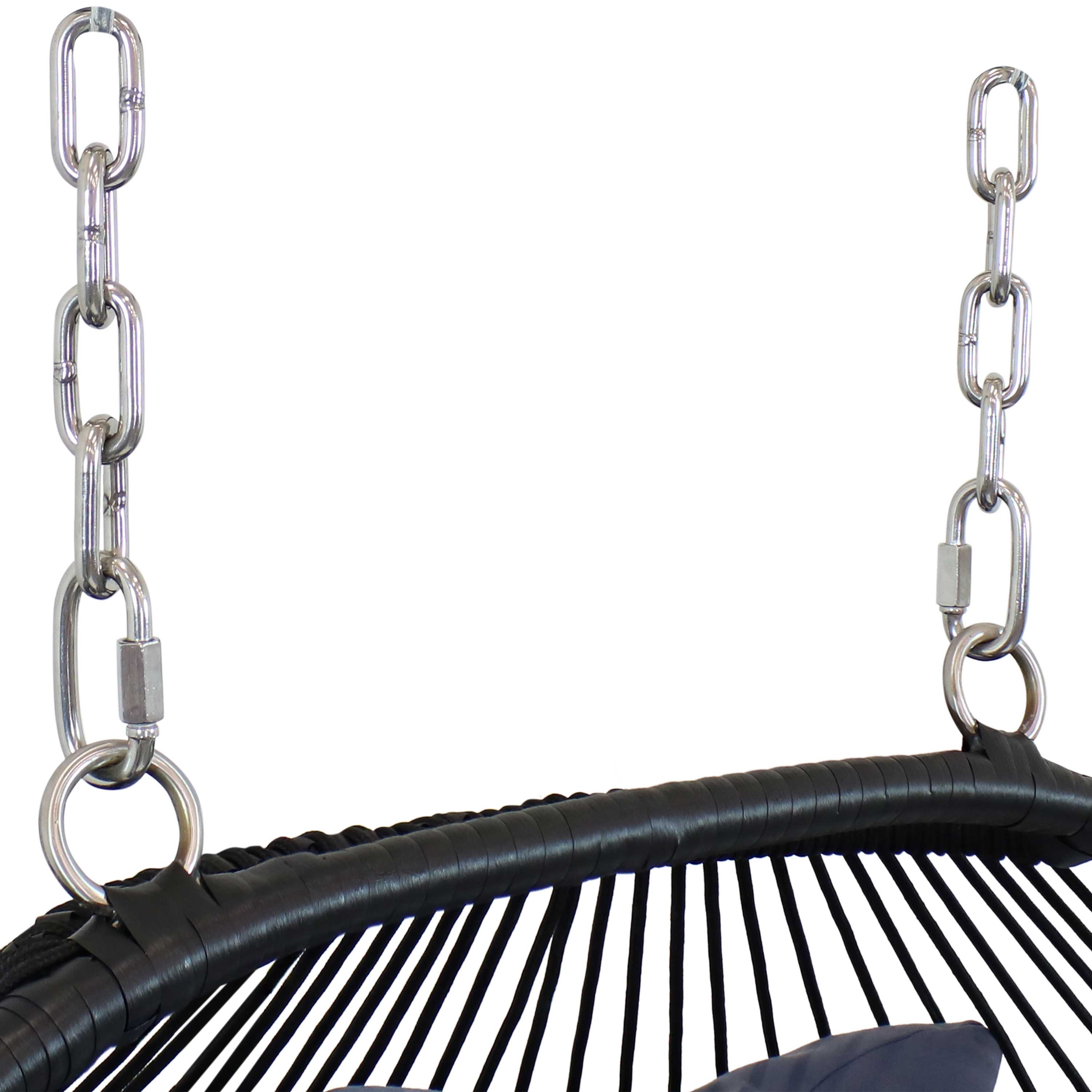 Sunnydaze Liza Loveseat Egg Chair with Cushions - Gray Outdoor Hanging Swing Chair for Patio, Garden & Backyard Relaxation
