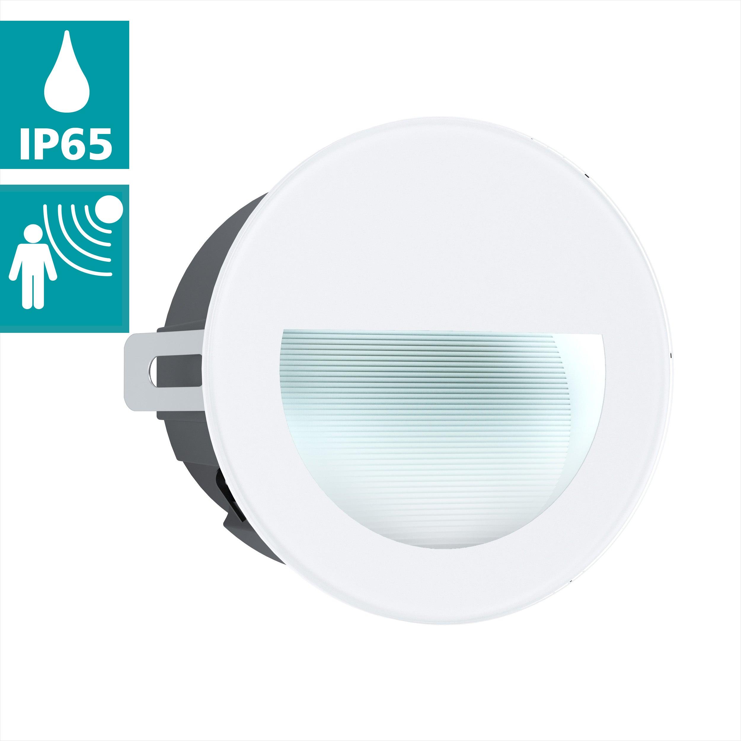 Eglo Aracena Round White IP65 Waterproof Outdoor Recessed Wall Light - Perfect for Patio, Garden, and Porch Lighting