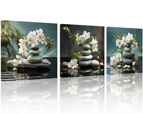Spa Stone with White Flower 2