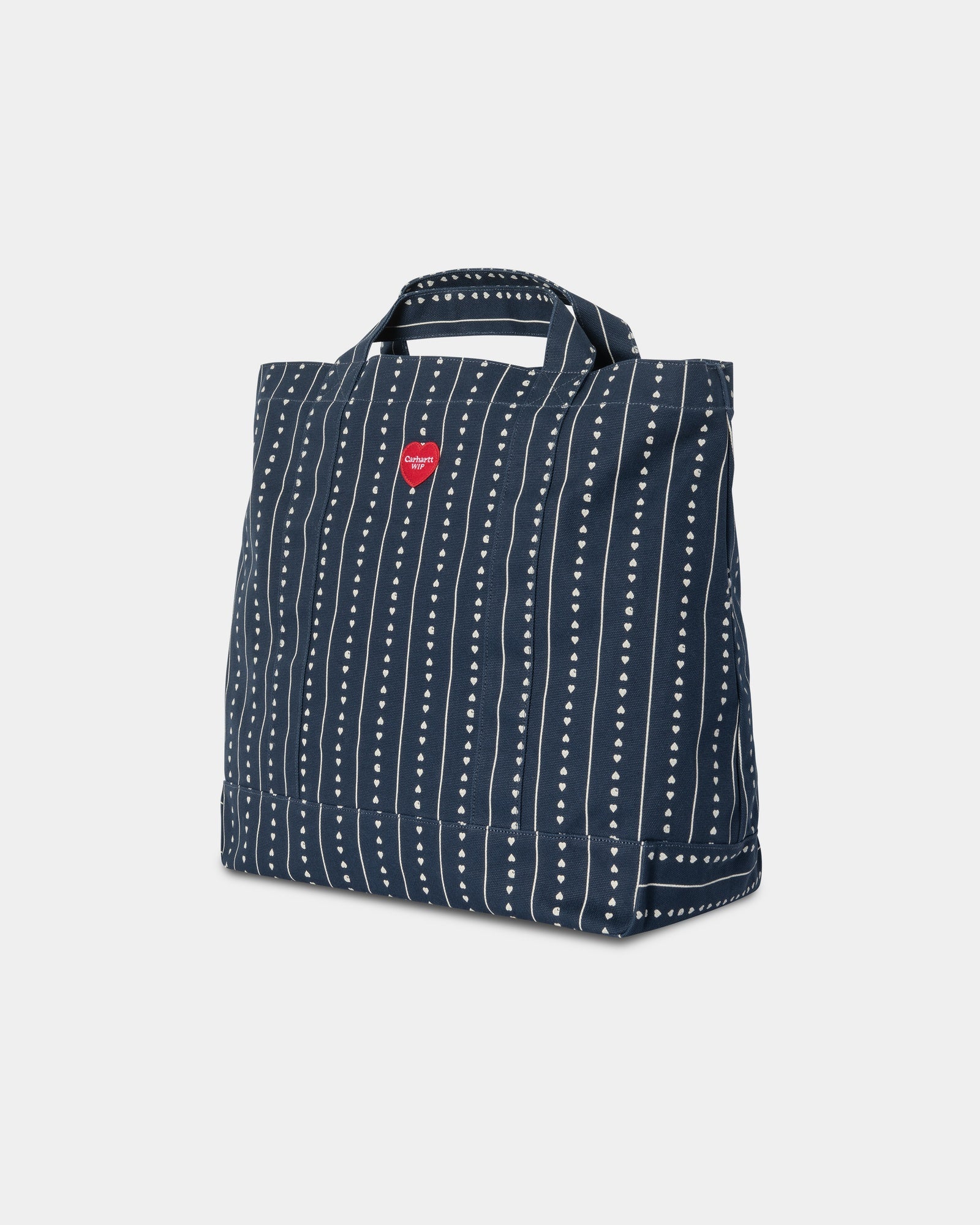 Drew Tote Bag for Women - Ink & Natural Heart C Pinstripe Design - Stylish Canvas Shoulder Bag for Work, Travel & Shopping