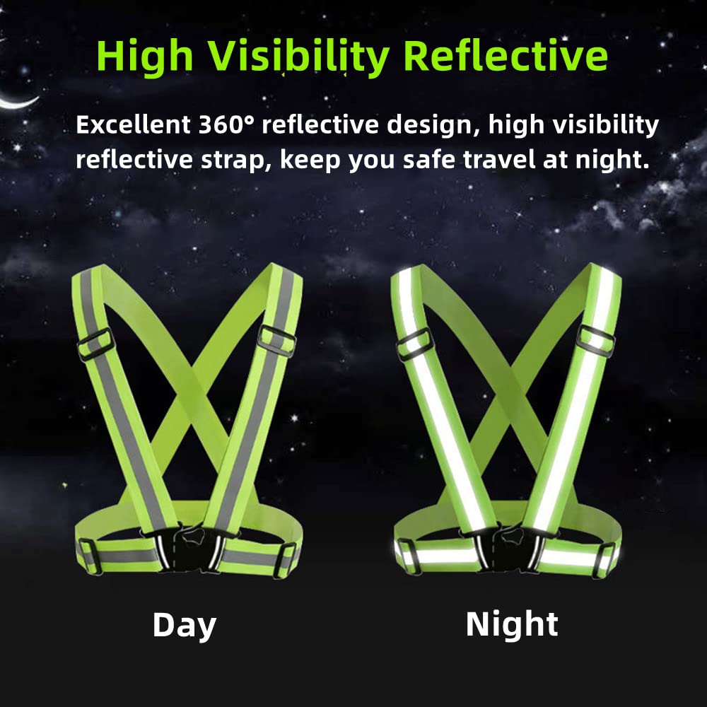 High Visibility Reflective Running Vest 2-10 Pack - Safety Reflective Gear for Night Cycling, Jogging & Outdoor Activities - Adjustable Strap for Men, Women & Kids