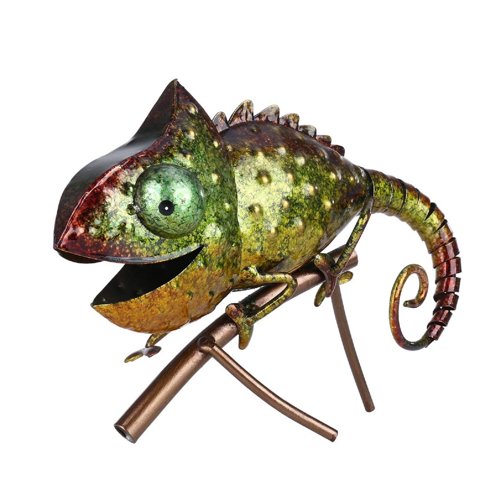 Tomfeel Chameleon Garden Decor Sculpture - Handcrafted Iron Wild Animal Statue for Indoor & Outdoor Decoration - Perfect for Patio, Lawn, Yard, and Home Décor - Adds Whimsical Charm to Gardens, Living Rooms, and Office Spaces