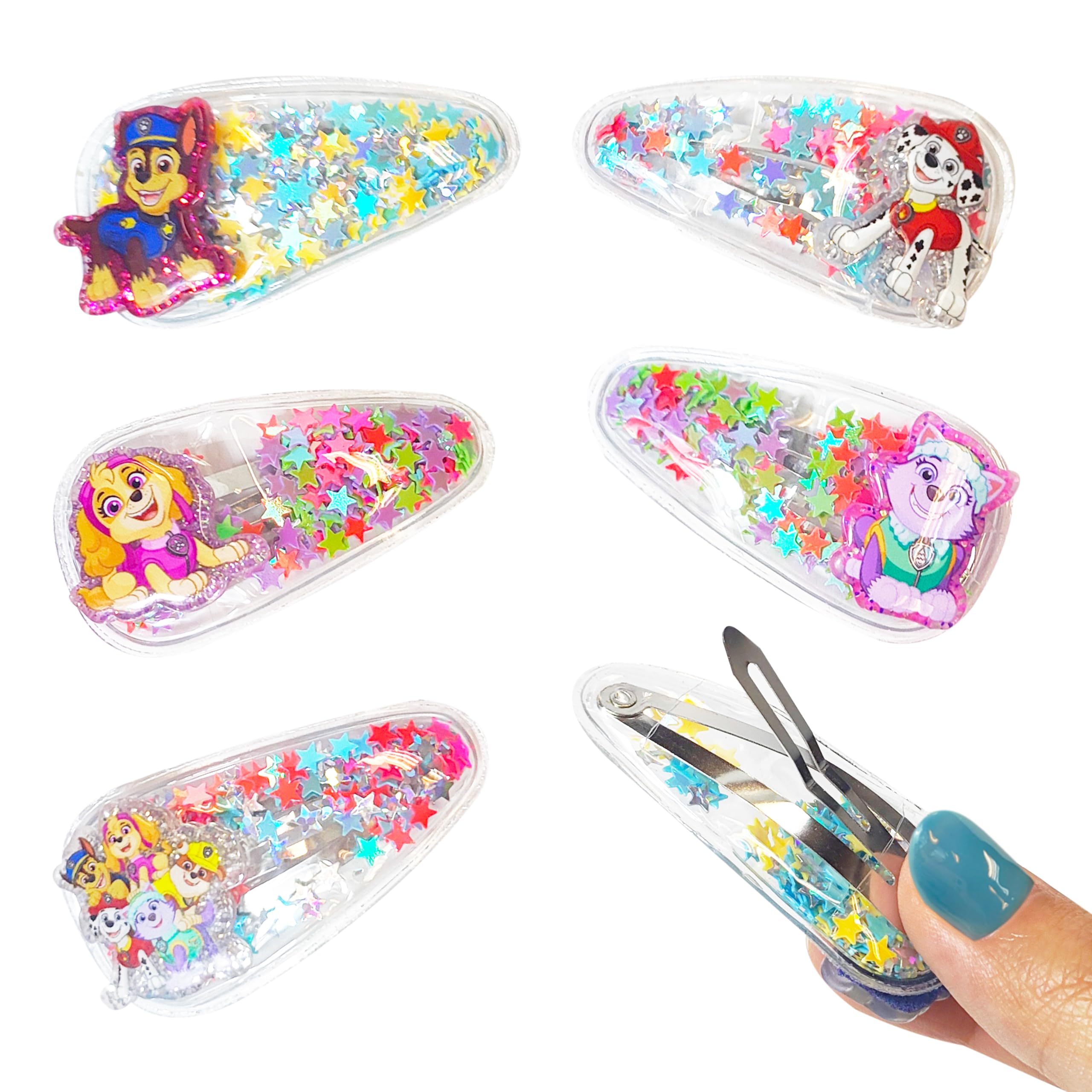 6-Piece Cute Hair Clips Set for Girls with Favorite Character Charms - Magical Confetti Hair Accessories for Kids & Toddlers (Ages 3+) - Perfect for School, Parties & Daily Styling