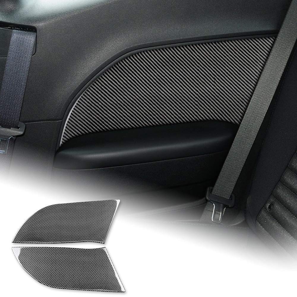 Premium Carbon Fiber Rear Seat Arm Panel Stickers for 2015-2020 Dodge Challenger - Interior Trim Accessories (2PCS) - Upgrade Your Car's Luxury Look for Daily Driving & Car Shows
