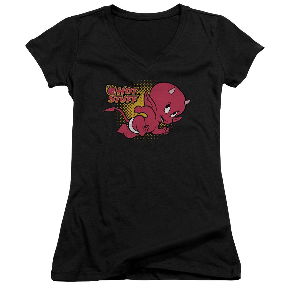 Hot Stuff Little Devil Juniors' Sheer Fitted V-Neck T-Shirt - Trendy & Comfortable Girls' Graphic Tee for Casual Wear, Parties & Halloween Costumes